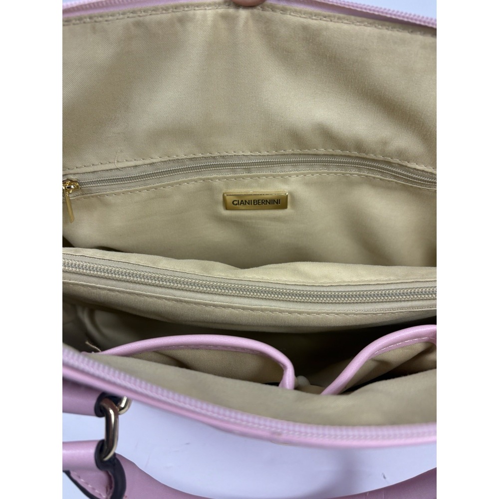 Giani Bernini Pink Signature Debossed Dome Satchel Hand Purse And Shoulder Strap - Picture 10 of 14